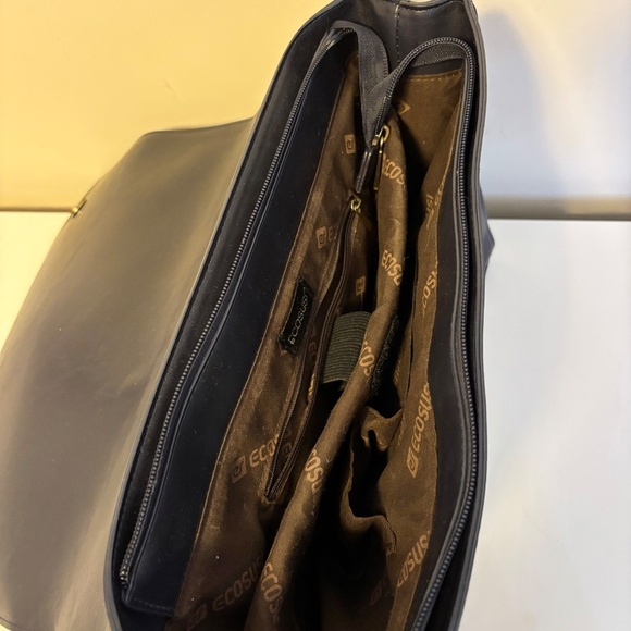 Ecosusi Faux Leather Messenger Briefcase Satchel Book Bag Navy Blue Large Size - Picture 5 of 5